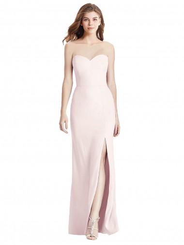 Cheapest Pink Strapless Sleeveless Low Back Trumpet Semi Formal Evening Dress