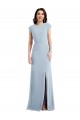 Light Sky Blue Cap Sleeves Open Back Trumpet Formal Evening Dress