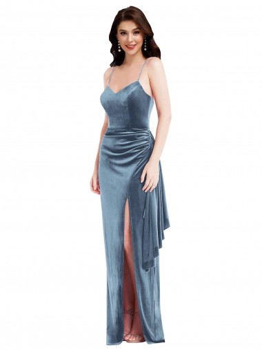 Cheapest Dusty Blue Sweetheart Sleeveless Low Back Trumpet Formal Evening Dress
