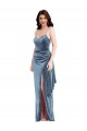 Dusty Blue Sweetheart Sleeveless Low Back Trumpet Formal Evening Dress