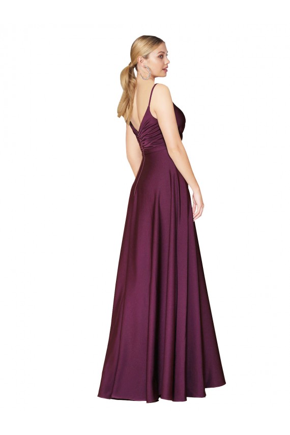 Wild Berry High Neck Sleeveless V-Back A-Line Formal Evening Dress